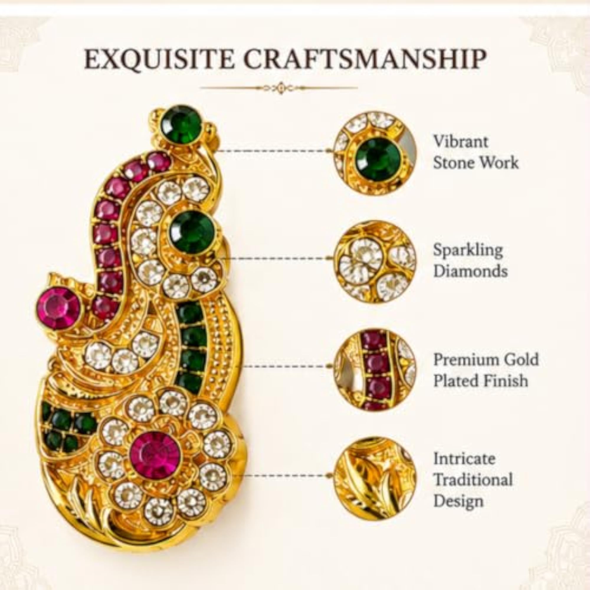 Gold Plated Temple Jewellery Deity God Earrings for Decoration